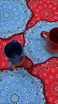Club Carlotta SET OF 2 TWO SIDED LILY PAISLEY PLACEMATS RED/BLUE