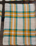 Guanabana Straw placemats set of 6 green/orange