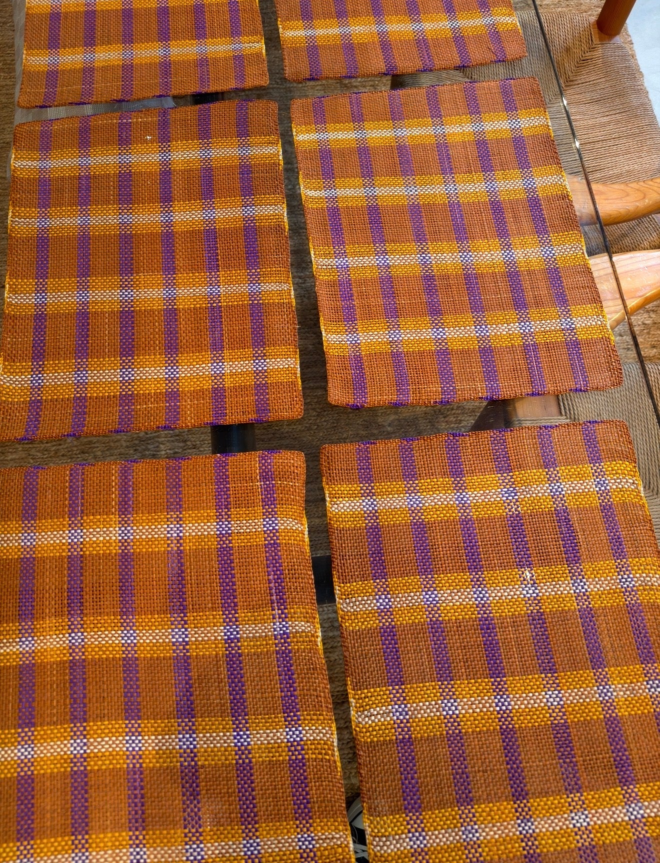 Guanabana Straw placemats set of 6 terracotta/purple/orange