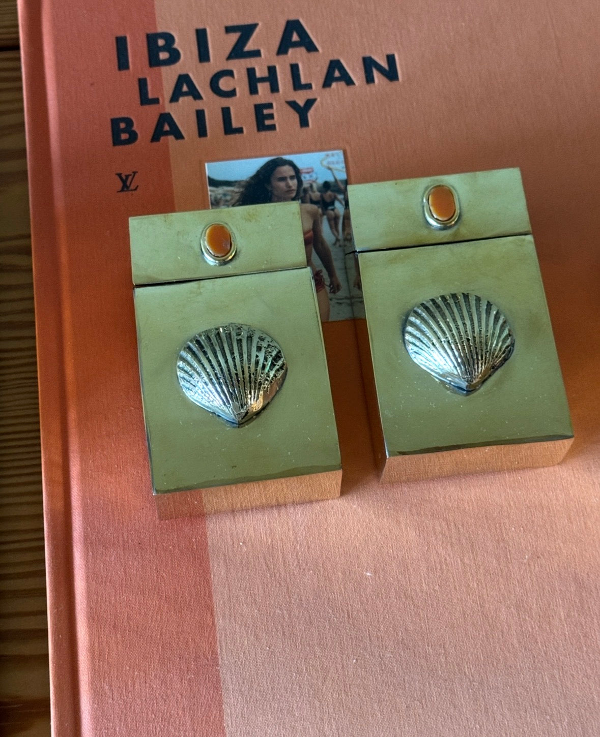 Brass cigarette case orange Coup De Soleil
