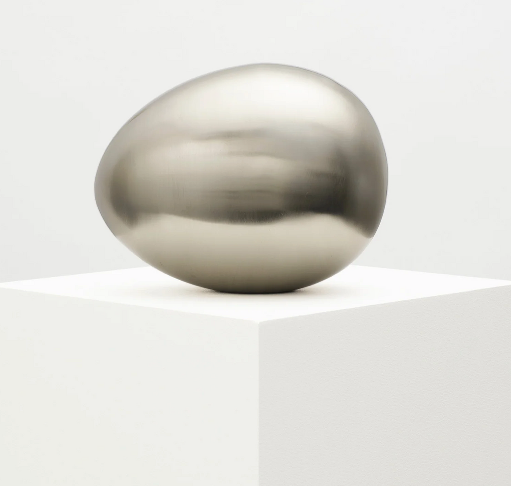 Fourth Street Egg Sculpture - Brushed Silver