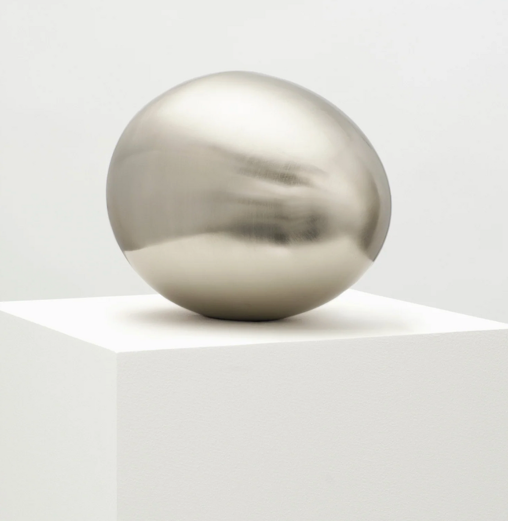 Fourth Street Egg Sculpture - Brushed Silver