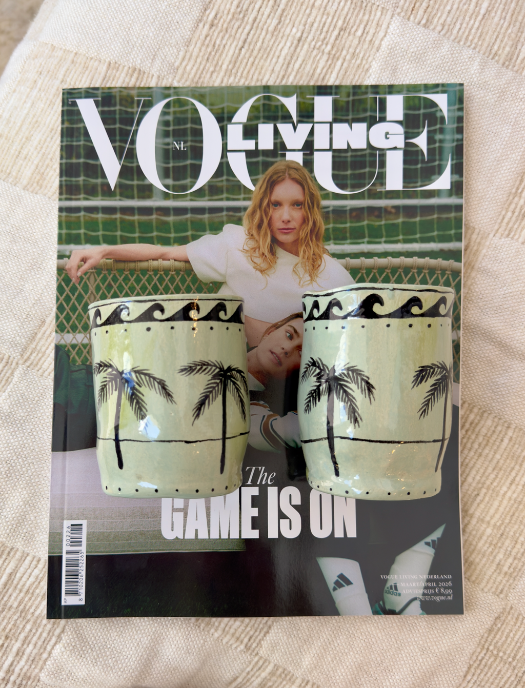 Pastel palms brush pot The English boys x Noëlle pistachio
