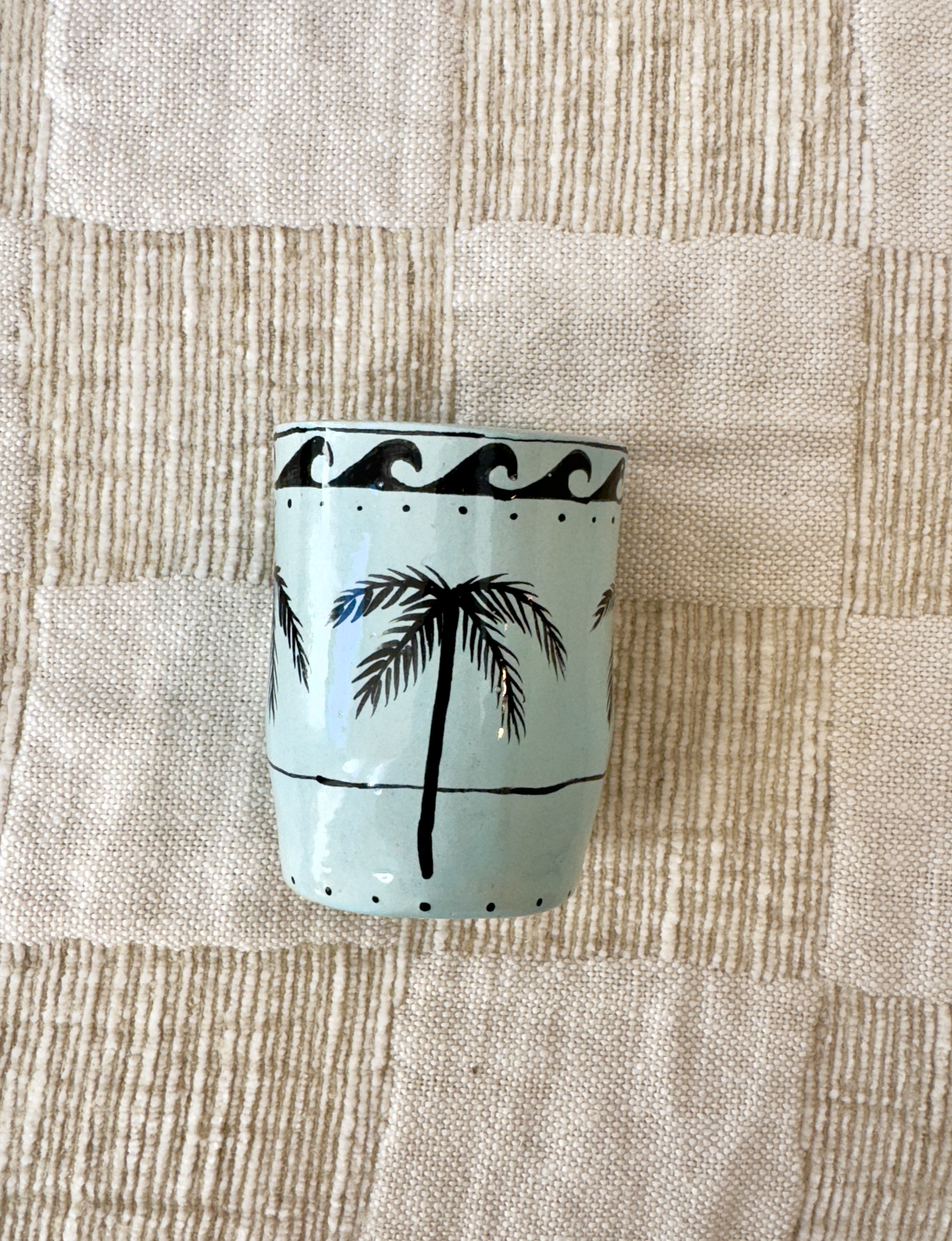 Pastel palms brush pot The English boys x Noëlle sky blue