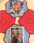 Club Carlotta SET OF 2 TWO SIDED LILY PAISLEY PLACEMATS RED/BLUE